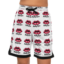 Load image into Gallery viewer, Trendy Basketball Rib Shorts with Lip Print | Natty Kiss Design