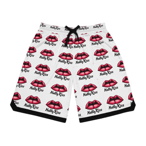 Trendy Basketball Rib Shorts with Lip Print | Natty Kiss Design