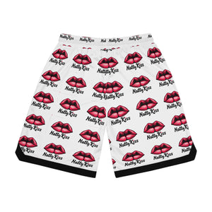 Trendy Basketball Rib Shorts with Lip Print | Natty Kiss Design